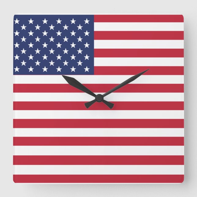 Horloge Carrée Emblème du drapeau américain emblématique, Pride a (Recto)