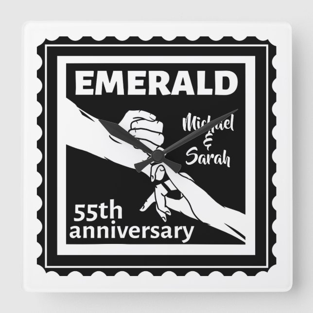 Horloge Carrée Emerald wedding anniversary 55 ans (Recto)