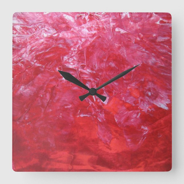 Horloge Carrée Émergent l'art abstrait blanc floral d'oeillet (Recto)