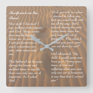 Horloge Carrée Empreintes dans le poème inspirateur du sable