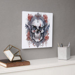 Horloge Carrée Enchanter Halloween Vampire Crâne Art