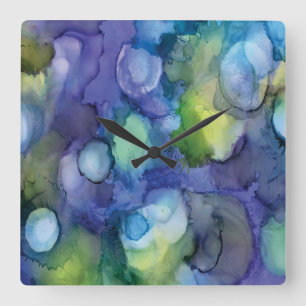 Horloge Carrée Encre d'alcool de Jelly Lake Imprimer