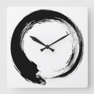 Horloge Carrée Enso Zen Circle