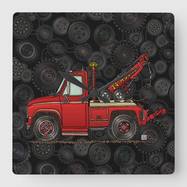 Horloge Carrée Épave-Camion Cute Tow (Recto)