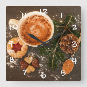 Horloge Carrée Épices de cacao