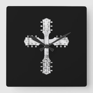 Horloge Carrée équipe chrétienne de culte guitare cross