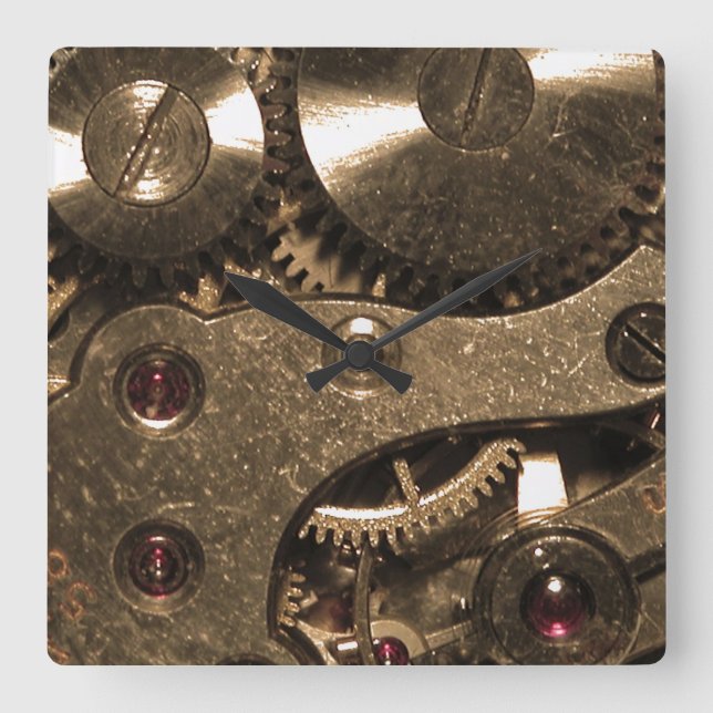 Horloge Carrée Équipements d'horloge métallique Steampunk (Recto)