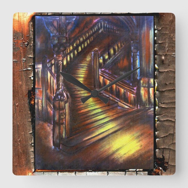 Horloge Carrée Escalier de lumière (Recto)