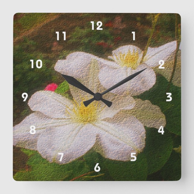Horloge Carrée Espèce de White Clematis (Recto)
