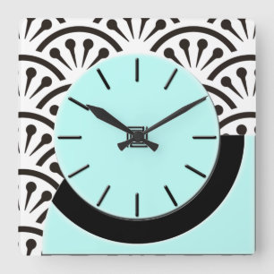 Horloge Carrée Espèce Deco Cut-A-Way (Aqua+Black)