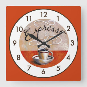Horloge Carrée Espresso Très Amusant