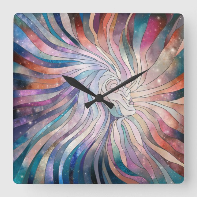 Horloge Carrée Essence Ethérée - Art Mosaïque (Recto)