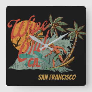 Horloge Carrée Essuyer le Surf California vintage rétro T-Shirt P