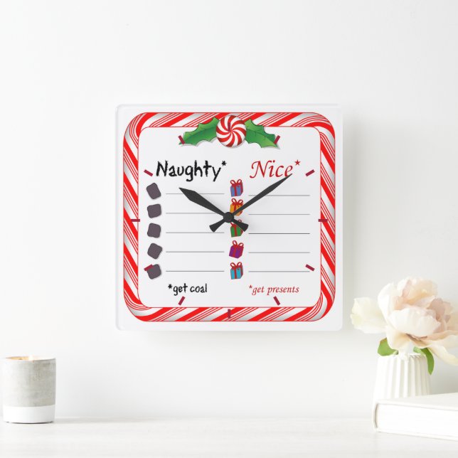 Horloge Carrée Est-il temps pour Naughty ou Nice ? (Maison)