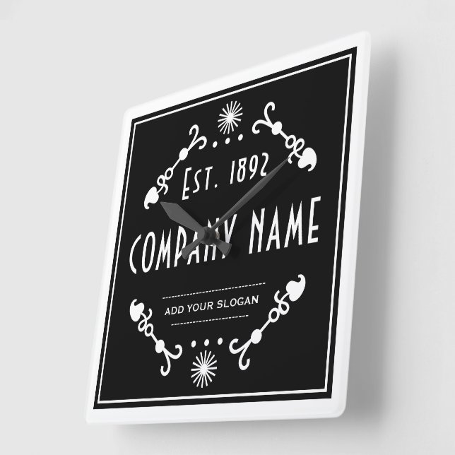 Horloge Carrée Established Business Name, Decorative (Angle)