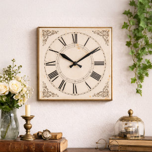 Horloge Carrée Esthétique gothique victorienne numérale romaine v