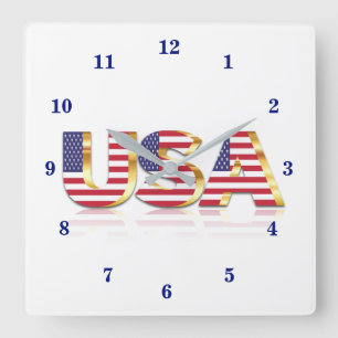 Horloge Carrée États-Unis - États-Unis d'Amérique - Drapeau - Pat