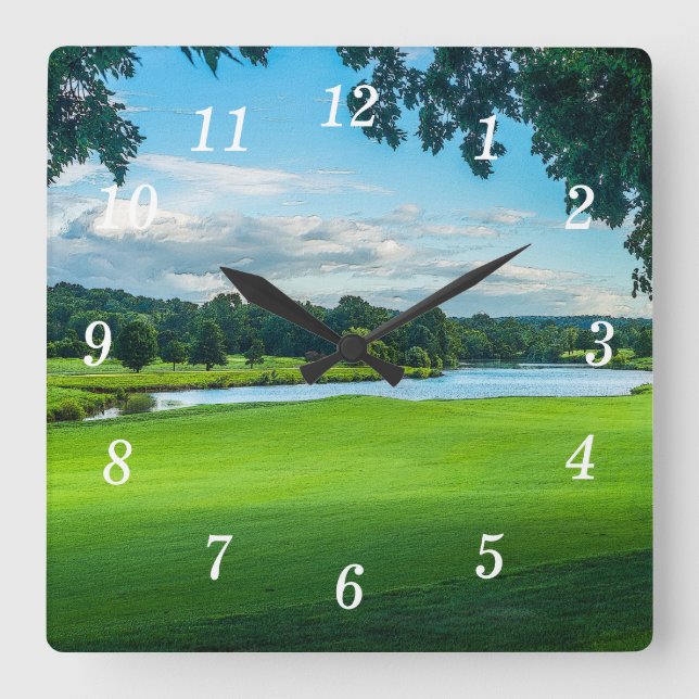 Horloge Carrée Été À L'Horloge Parcours De Golf (Recto)