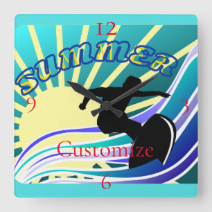 Horloge Carrée Été Surf Fun Thunder_Cove