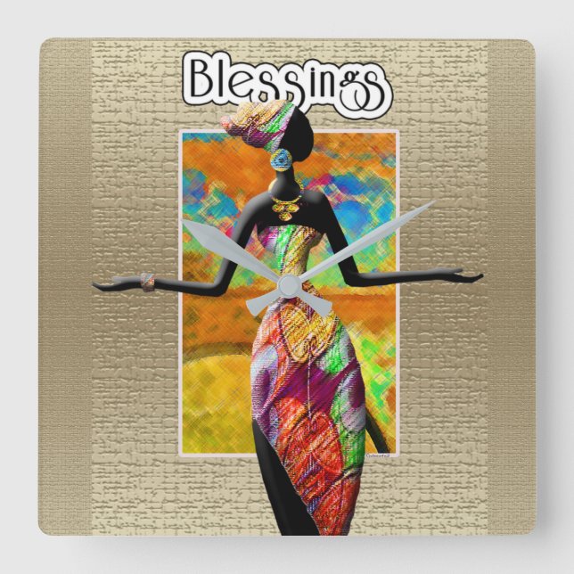 Horloge Carrée Ethnique (Recto)