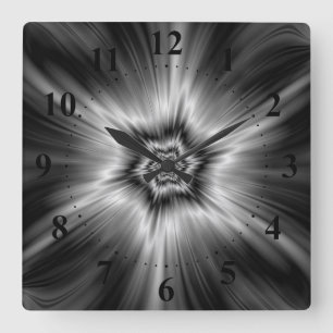 Horloge Carrée Étoile noire et blanche éclate