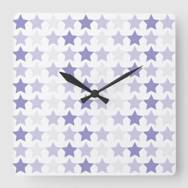 Horloge Carrée Étoiles bleues d'Ombre (Recto)