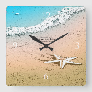Horloge Carrée Étoiles de mer sur la plage