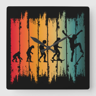 Horloge Carrée Évolution du skateur de skateboard