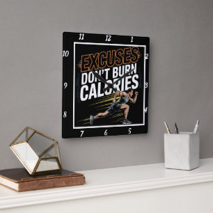 Horloge Carrée Excuses Ne pas brûler Calories Runner