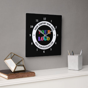 Horloge Carrée Exemple d'horloge commerciale avec logo et texte d