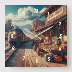 Horloge Carrée Express de canyon de cuivre