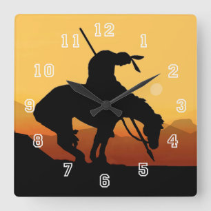 Horloge Carrée Extrémité de l'horloge murale de silhouette de