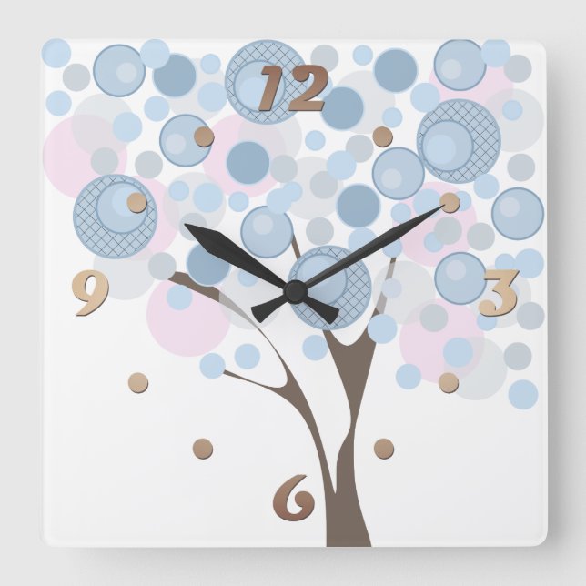 Horloge Carrée Fabuleux, bois, (Recto)