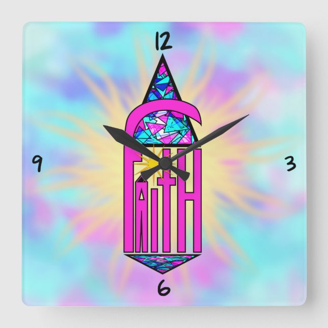 Horloge Carrée Faith Steeple Square Wall Clock (Recto)