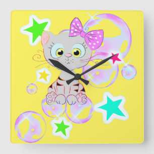 Horloge Carrée Fan Kitten