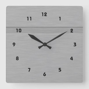 Horloge Carrée Faux brossé métal avec Groove