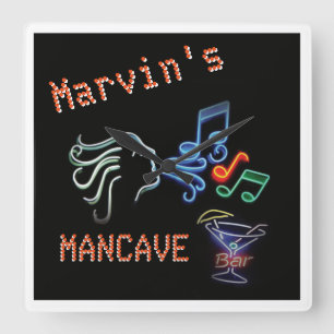 Horloge Carrée Faux Neon Mancave