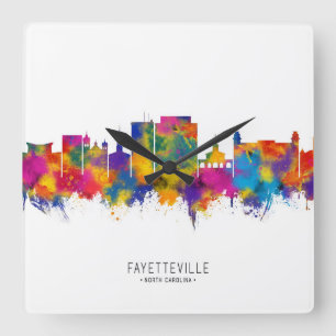 Horloge Carrée Fayetteville Caroline du Nord Skyline