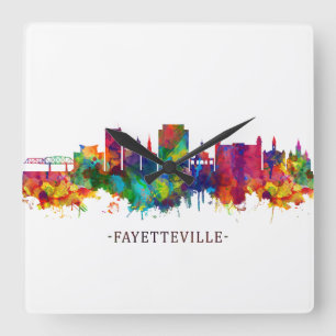 Horloge Carrée Fayetteville Caroline du Nord Skyline