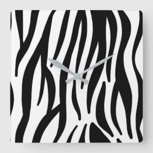 Horloge Carrée féminin chic élégant noir blanc imprimé zèbre