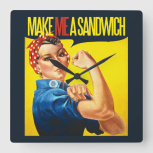 Horloge Carrée Feminist Make me Sandwich