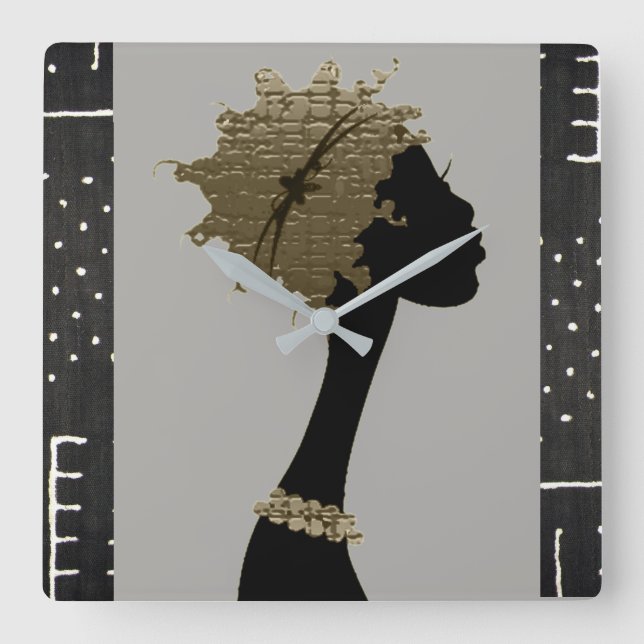 Horloge Carrée Femme africaine (Recto)