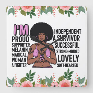 Horloge Carrée Femme chrétienne noire Melanin Femmes Priez