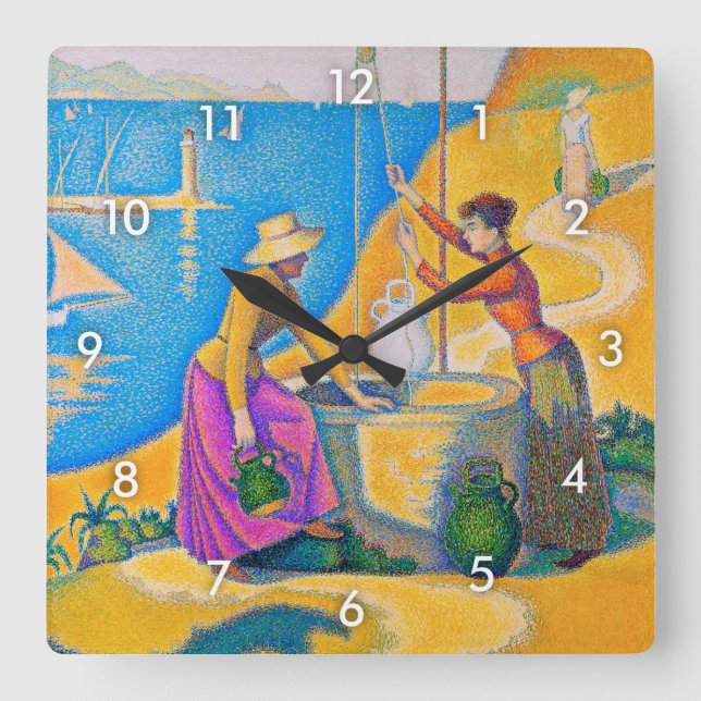Horloge Carrée Femmes au puits, Signac (Recto)