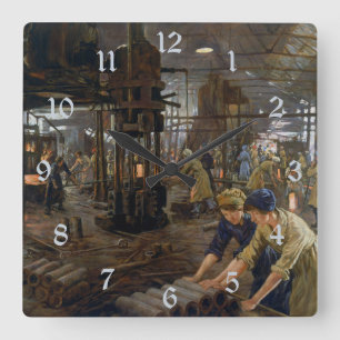 Horloge Carrée Femmes travaillant dans une usine de munitions WW1