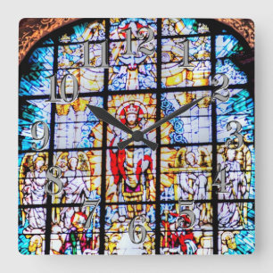 Horloge Carrée Fenêtre de l'église en verre, Greenwich, Royaume-U