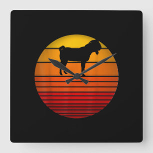 Horloge Carrée Fermier Vintage Rétro Sunset Funny ferme animal ch