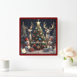 Horloge Carrée "Festive Holiday Cheer"