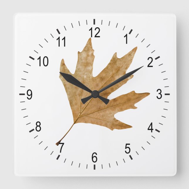Horloge Carrée Feuille d'automne (Recto)