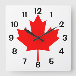 Horloge Carrée Feuille d'érable rouge du Canada